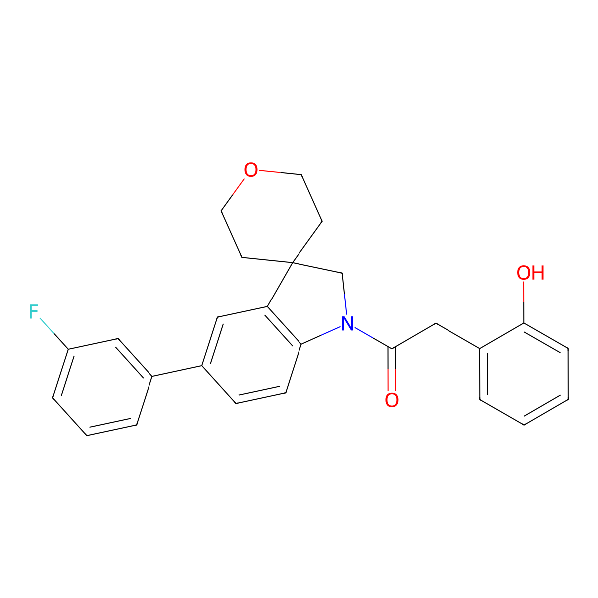 1-[5-(3-Fluorophenyl)-1,2-dihydrospiro[indole-3,4'-oxan]-1-yl]-2-(2-hydroxyphenyl)ethan-1-one molecular structure, CAS 2469923-14-4
