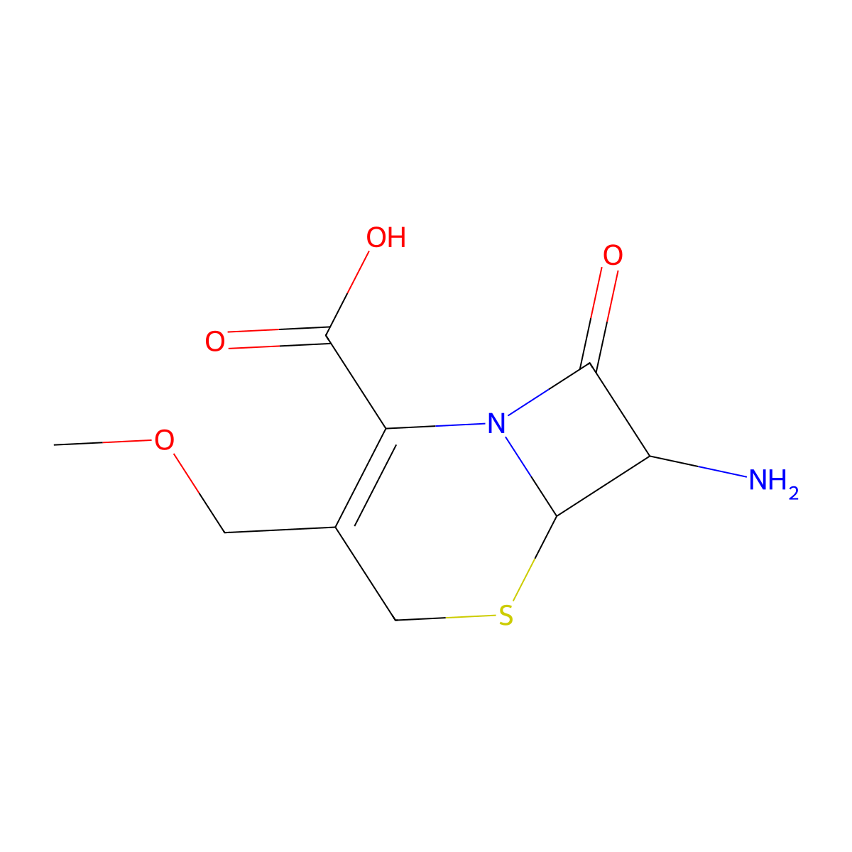 (6R,7R)-7-Amino-3-(methoxymethyl)-8-oxo-5-thia-1-azabicyclo[4.2.0]oct-2-ene-2-carboxylic acid molecular structure, CAS 24701-69-7
