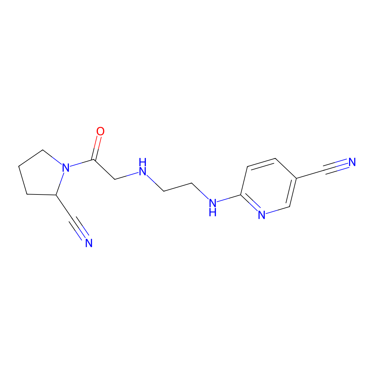 6-((2-((2-((2S)-2-Cyano-1-pyrrolidinyl)-2-oxoethyl)amino)ethyl)amino)-3-pyridinecarbonitrile molecular structure, CAS 247016-69-9