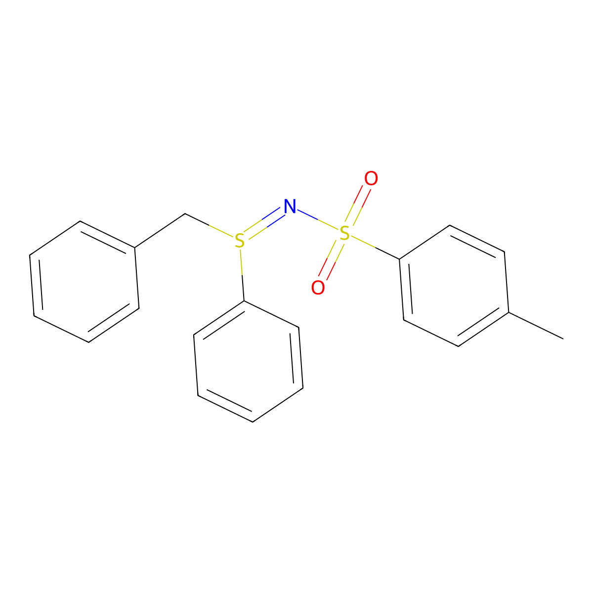 4-Methyl-N-(phenyl(phenylmethyl)-lambda4-sulfanylidene)benzenesulfonamide molecular structure, CAS 24702-30-5
