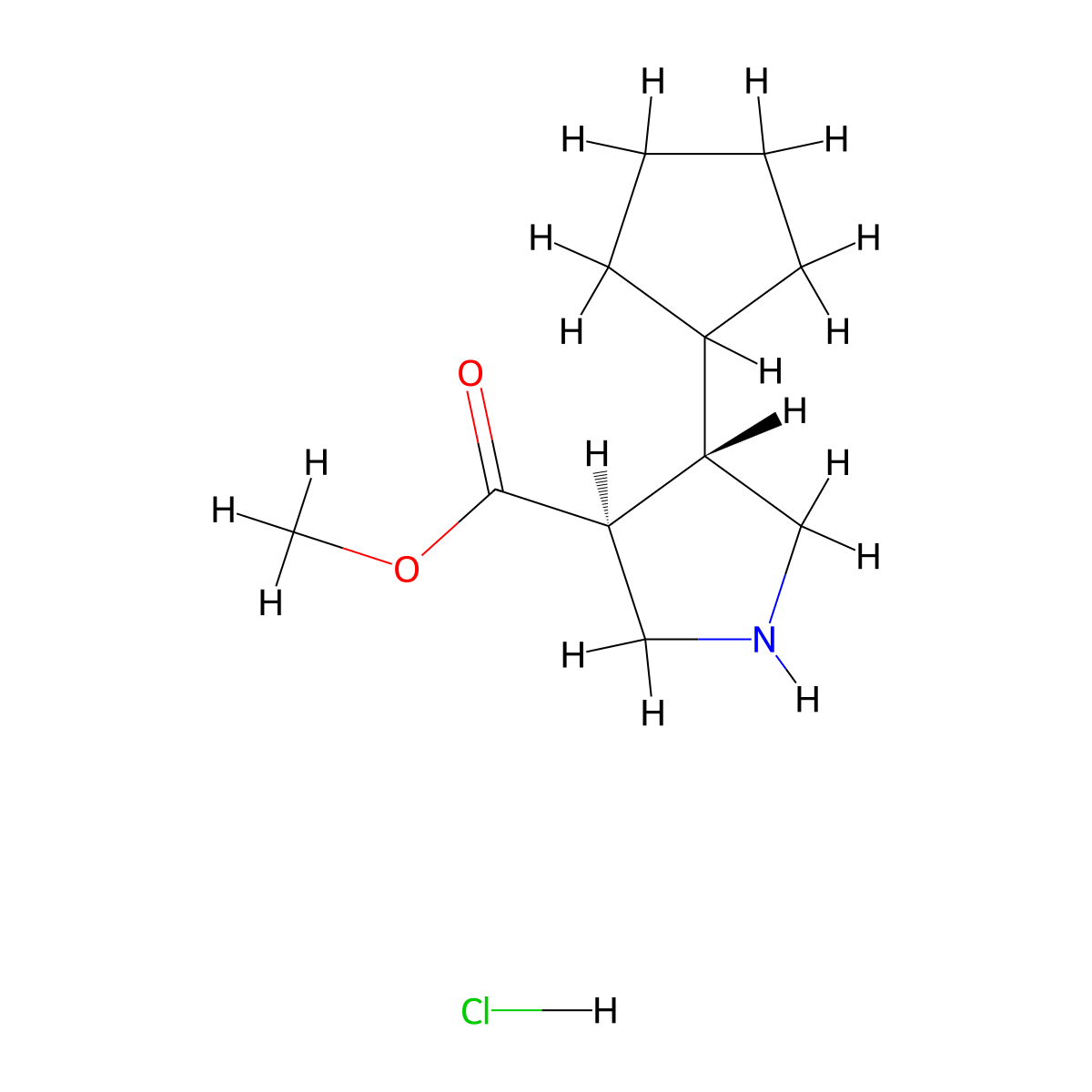 rac-methyl(3R,4R)-4-cyclopentylpyrrolidine-3-carboxylatehydrochloride molecular structure, CAS 2470278-96-5