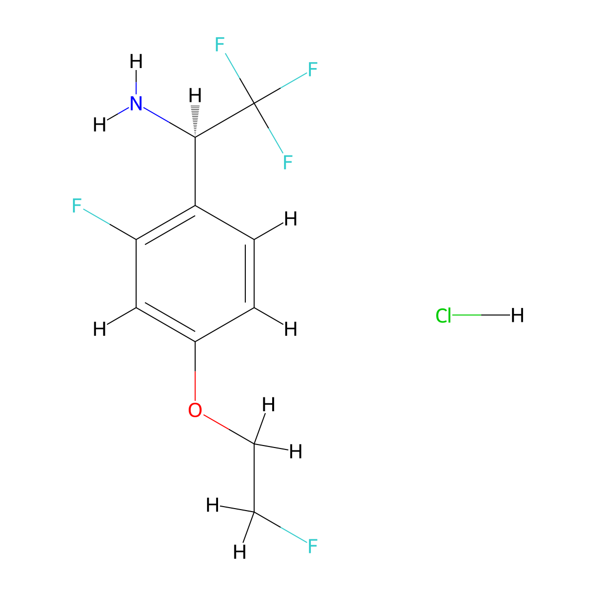 (1R)-2,2,2-trifluoro-1-(2-fluoro-4-(2-fluoroethoxy)phenyl)ethan-1-amine hydrochloride molecular structure, CAS 2470278-98-7