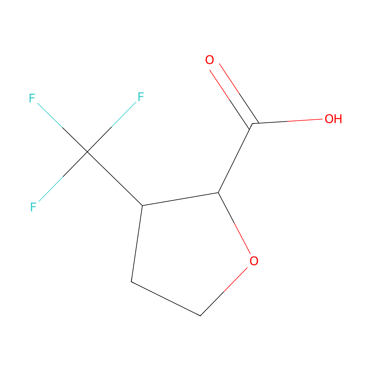 rac-(2R,3R)-3-(trifluoromethyl)oxolane-2-carboxylicacid,trans molecular structure, CAS 2470279-03-7