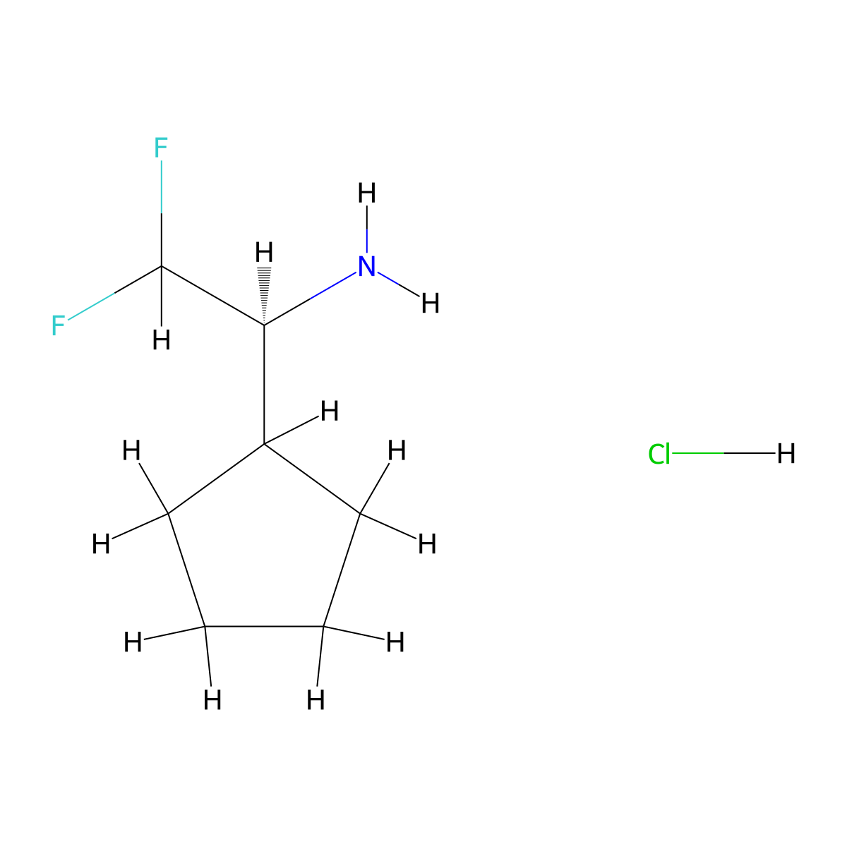 (1S)-1-Cyclopentyl-2,2-difluoroethanamine;hydrochloride molecular structure, CAS 2470279-20-8