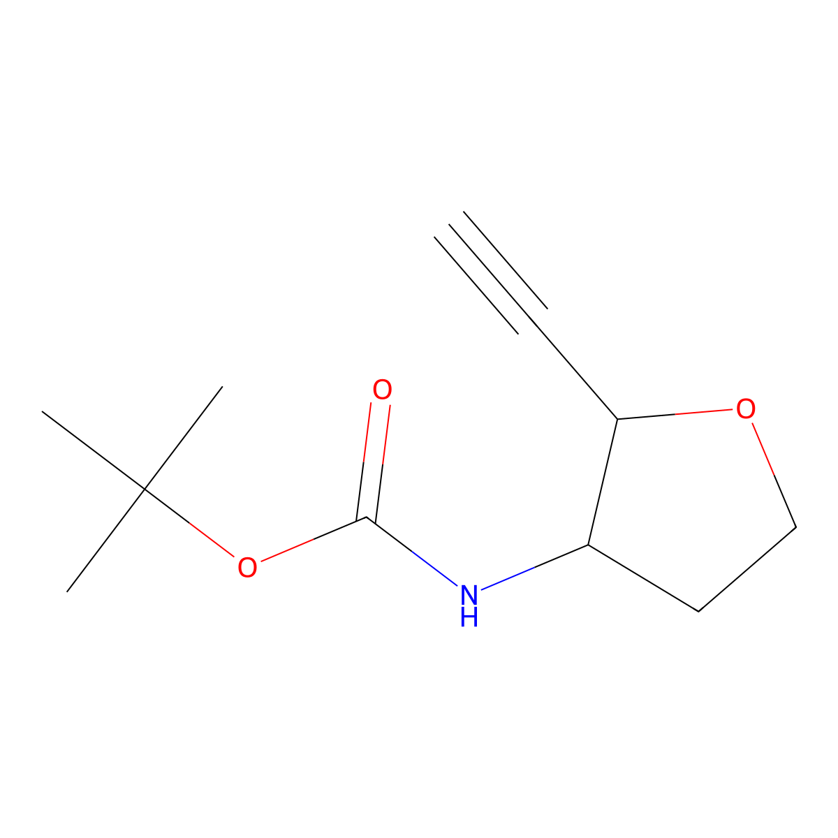 Tert-butyl N-[(2R,3R)-2-ethynyloxolan-3-yl]carbamate molecular structure, CAS 2470279-22-0
