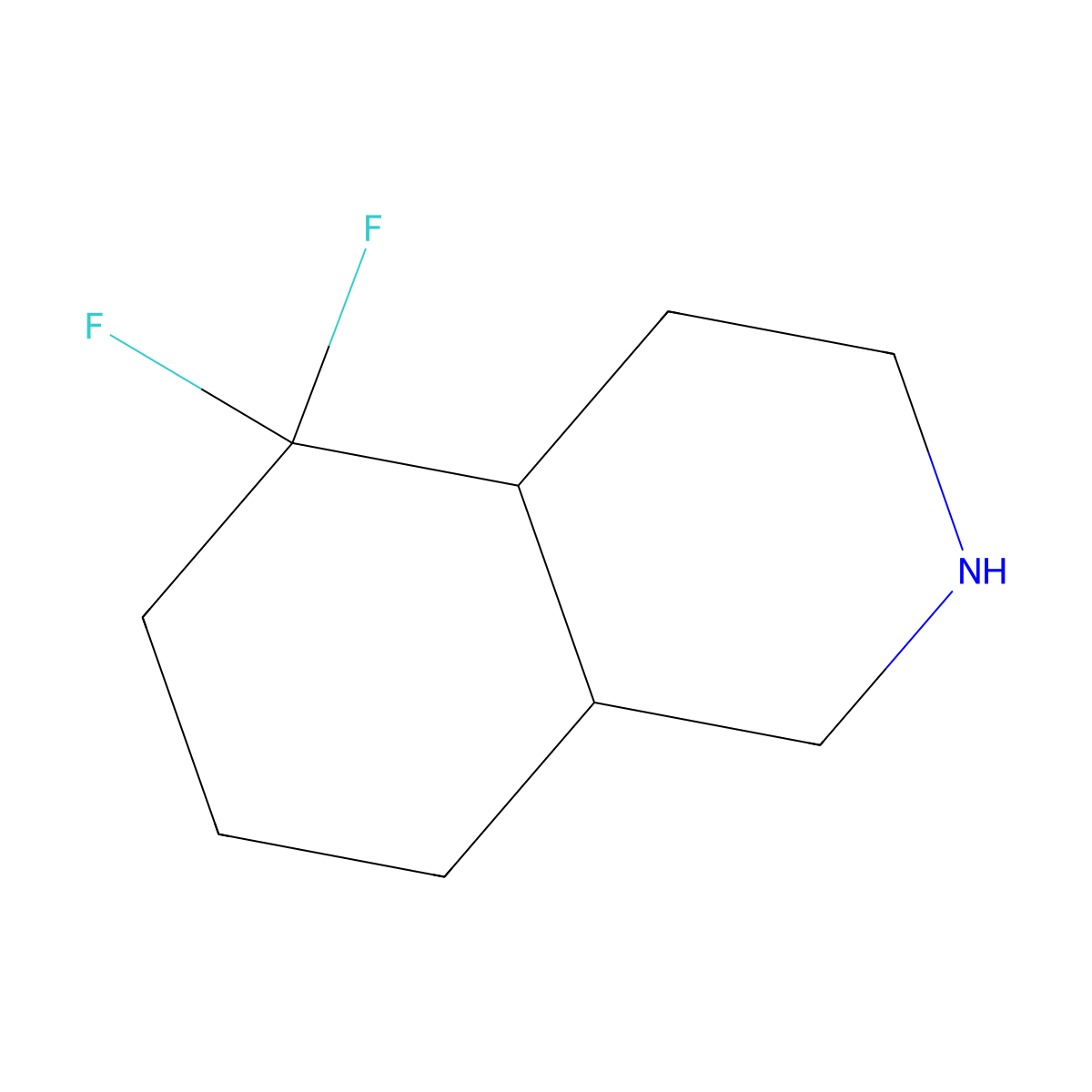 rac-(4aR,8aS)-5,5-difluoro-decahydroisoquinoline molecular structure, CAS 2470279-27-5