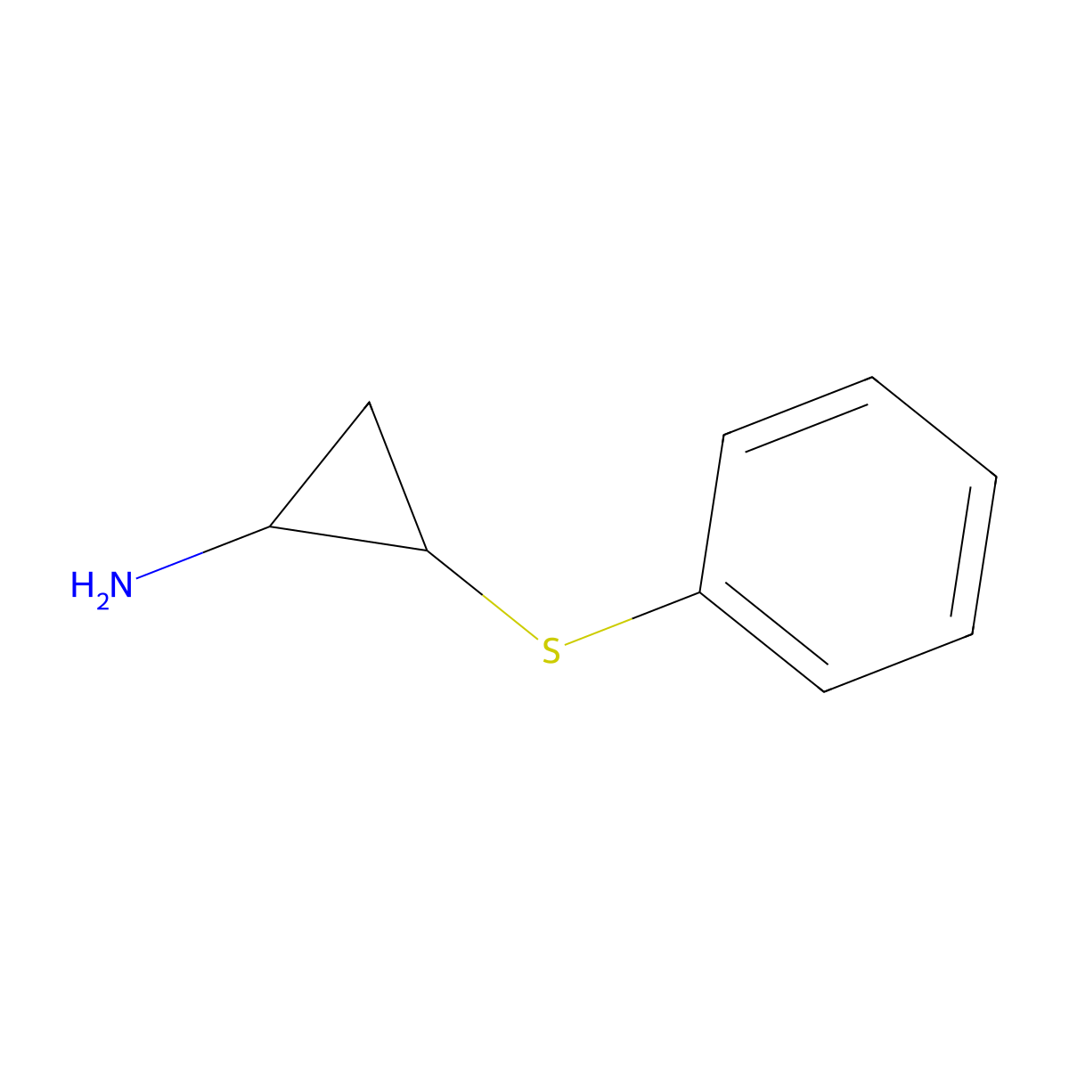rac-(1R,2R)-2-(phenylsulfanyl)cyclopropan-1-amine molecular structure, CAS 2470279-51-5