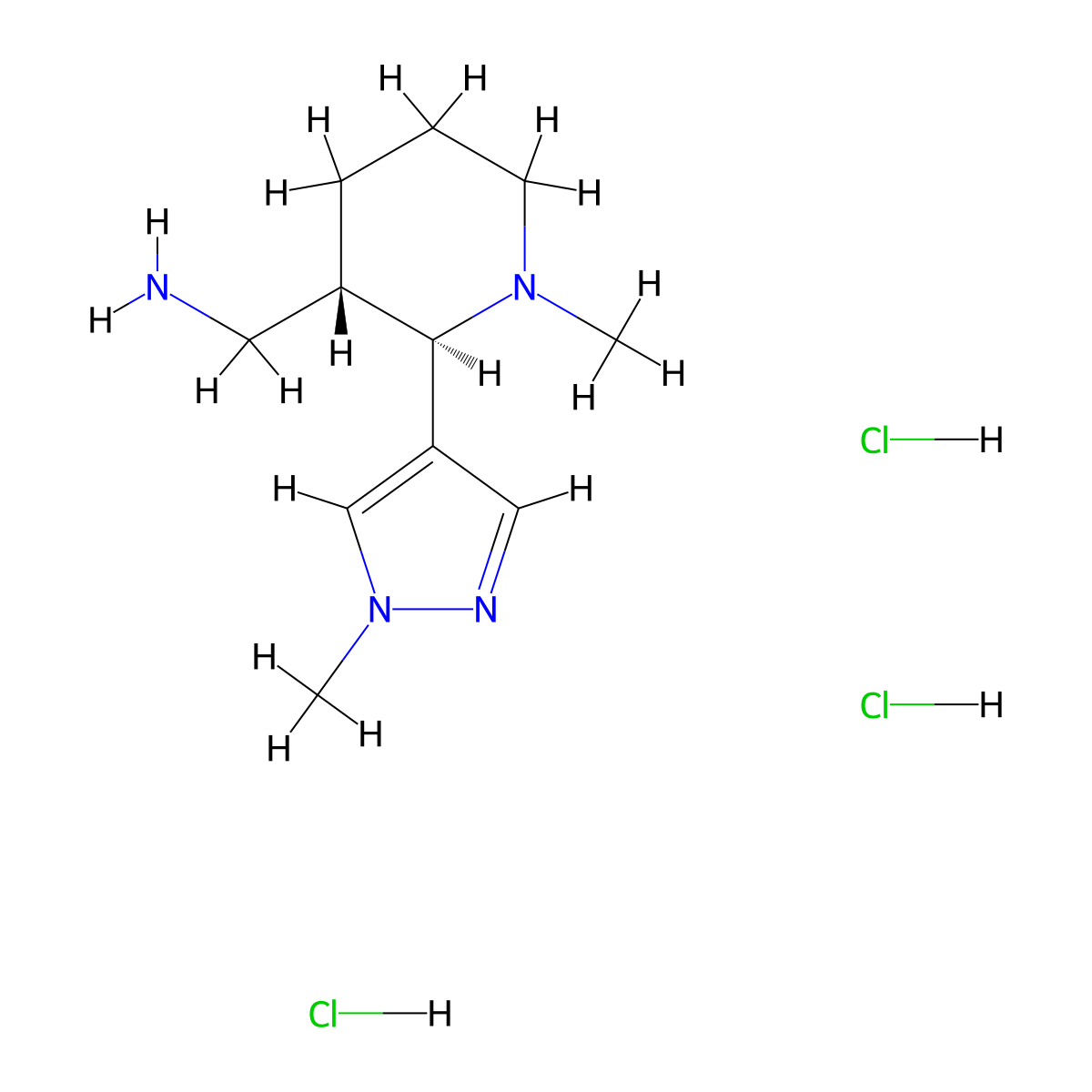 [(2R,3S)-1-Methyl-2-(1-methylpyrazol-4-yl)piperidin-3-yl]methanamine;trihydrochloride molecular structure, CAS 2470279-55-9