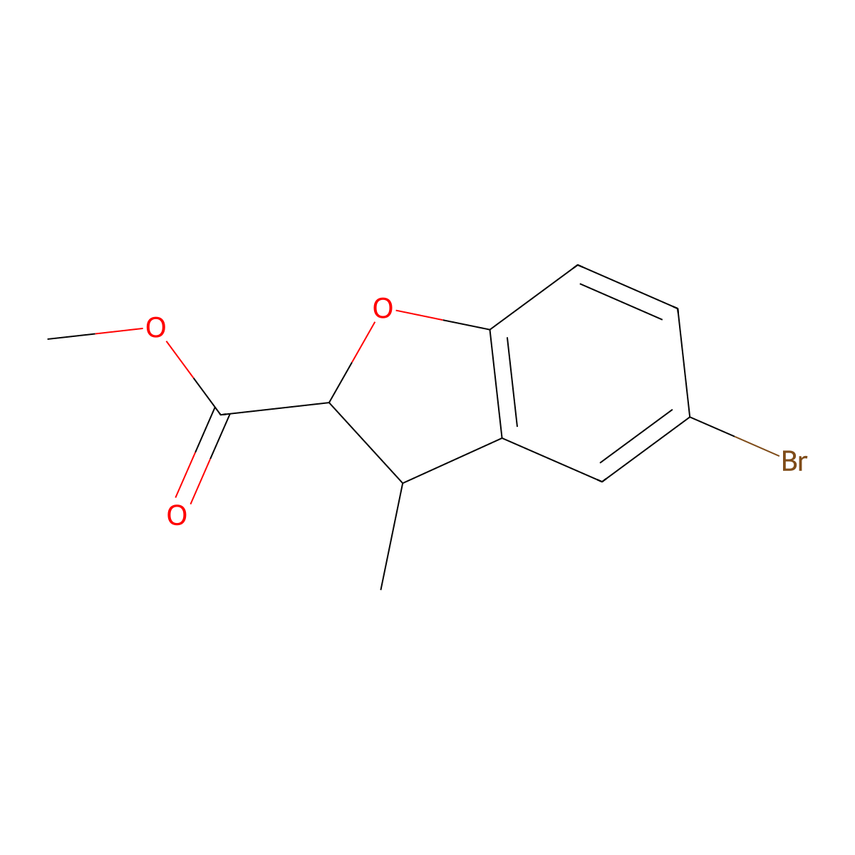 Methyl (2R,3S)-5-bromo-3-methyl-2,3-dihydro-1-benzofuran-2-carboxylate molecular structure, CAS 2470279-58-2