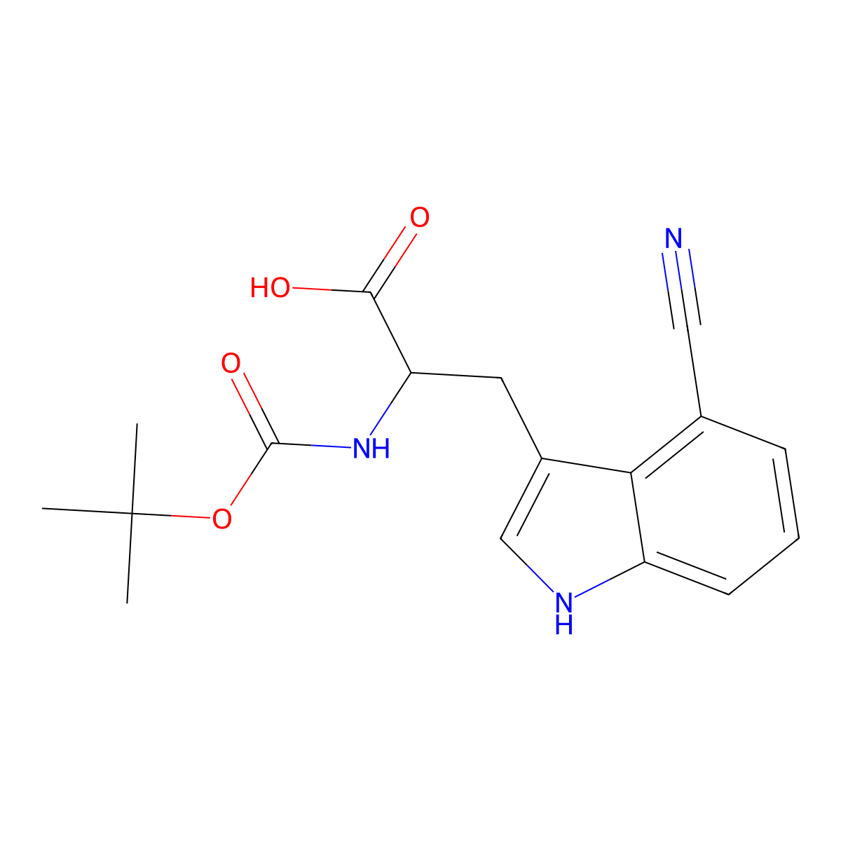 (2S)-2-{[(tert-butoxy)carbonyl]amino}-3-(4-cyano-1H-indol-3-yl)propanoic acid molecular structure, CAS 2470279-63-9