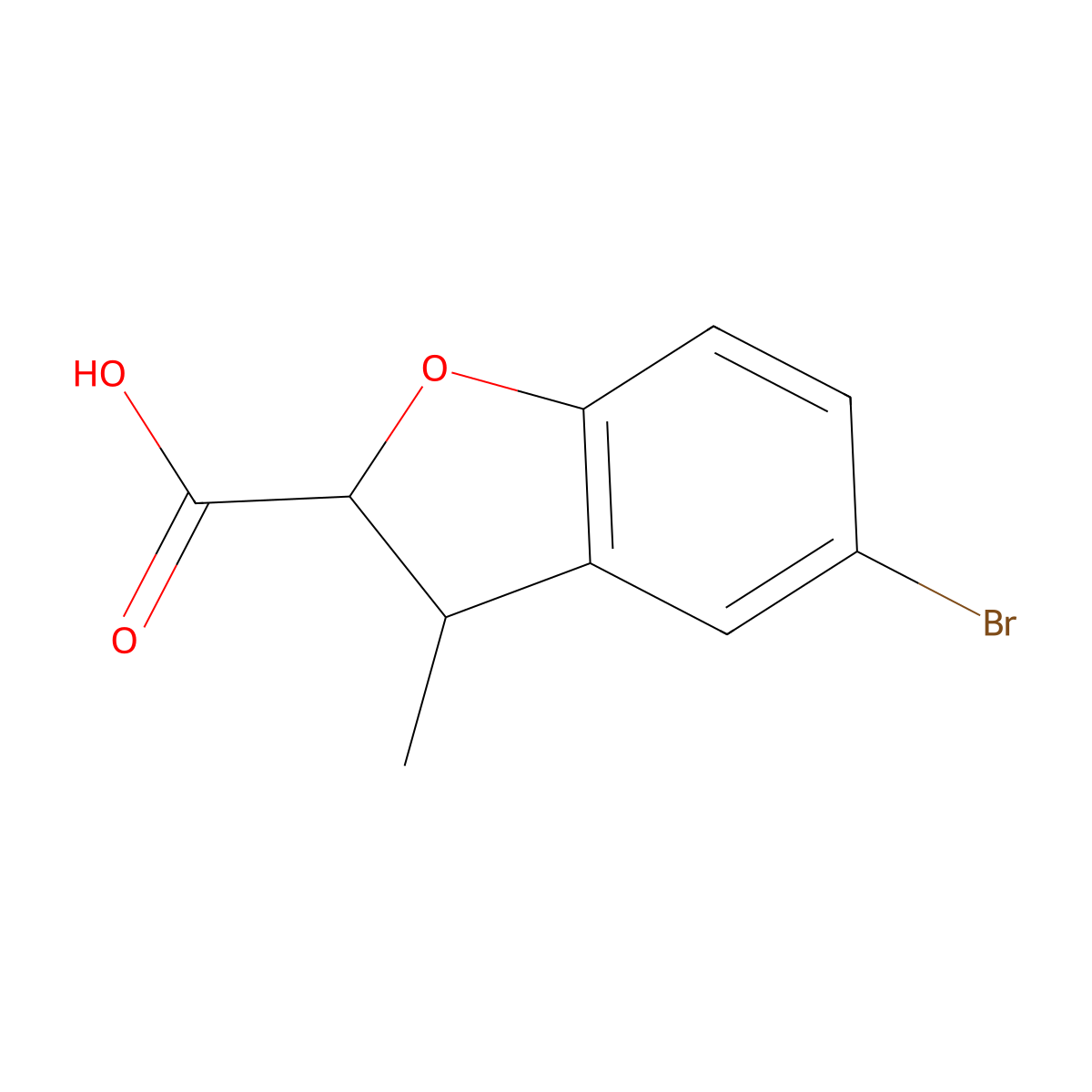 (2R,3S)-5-Bromo-3-methyl-2,3-dihydro-1-benzofuran-2-carboxylic acid molecular structure, CAS 2470279-65-1