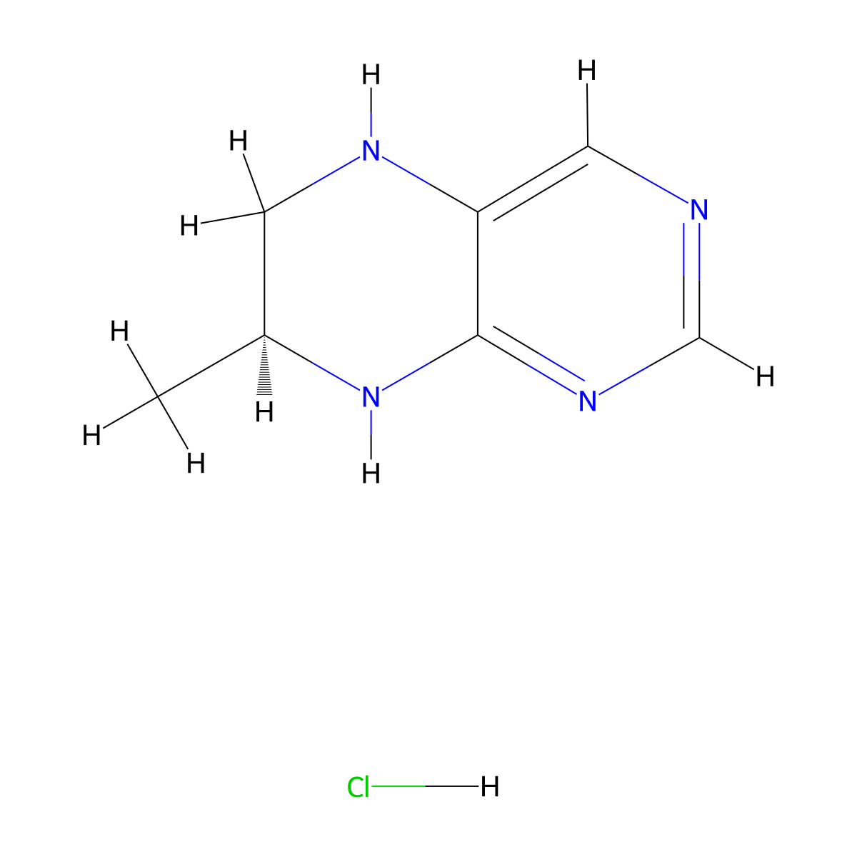 (7S)-7-methyl-5,6,7,8-tetrahydropteridine hydrochloride molecular structure, CAS 2470279-76-4