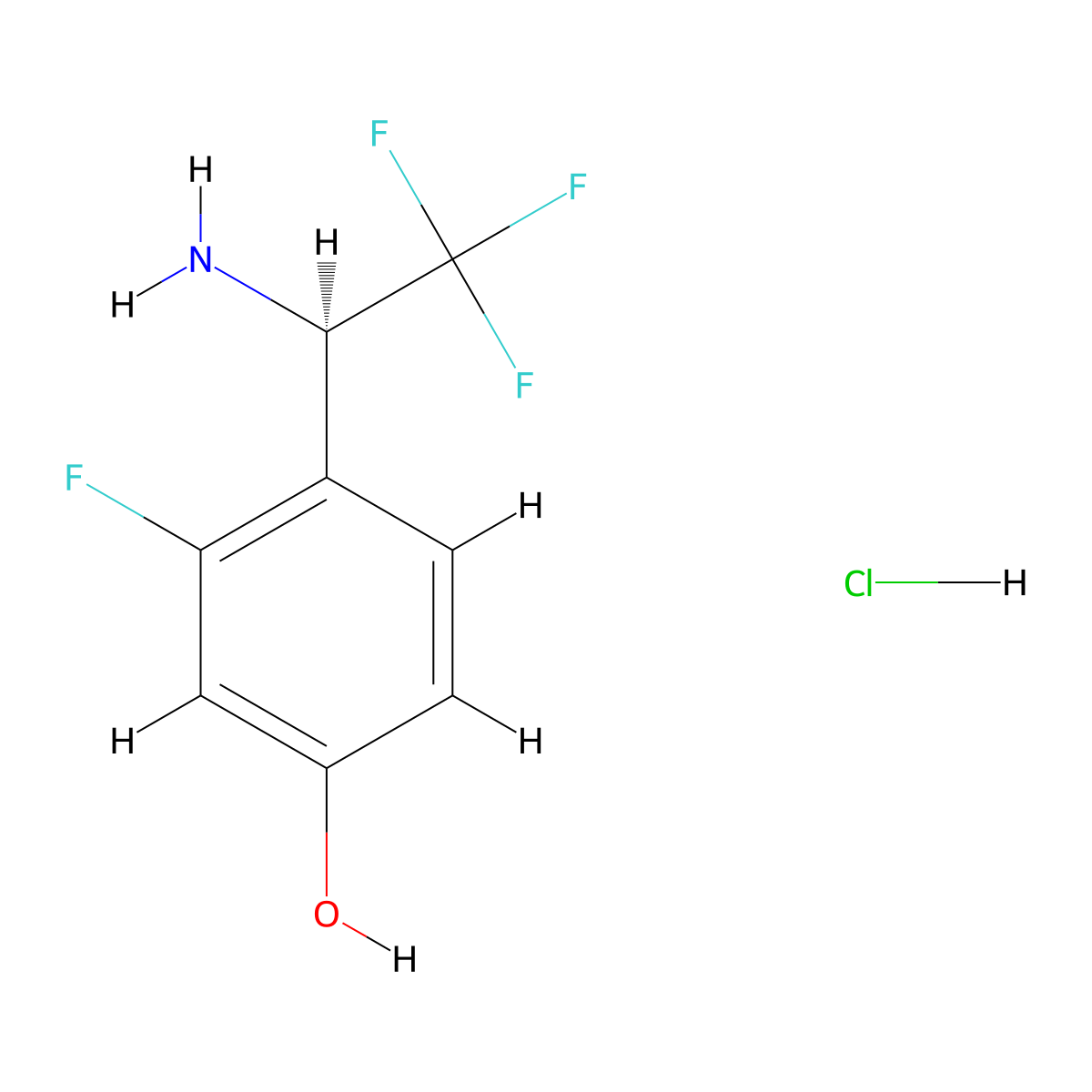 4-[(1R)-1-amino-2,2,2-trifluoroethyl]-3-fluorophenol hydrochloride molecular structure, CAS 2470279-78-6