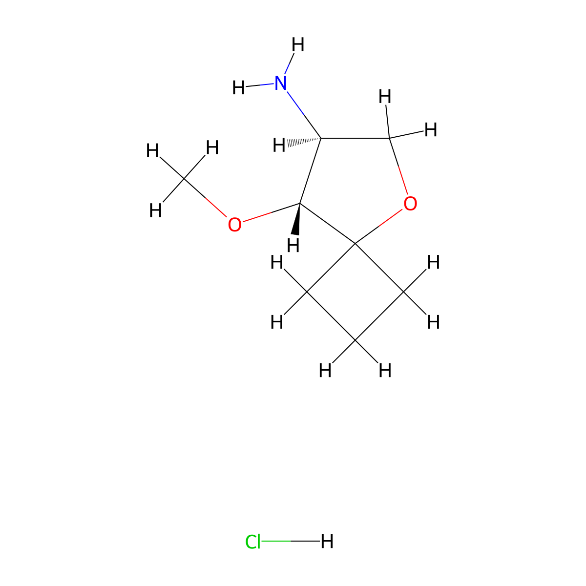 (7S,8R)-8-Methoxy-5-oxaspiro[3.4]octan-7-amine;hydrochloride molecular structure, CAS 2470279-80-0