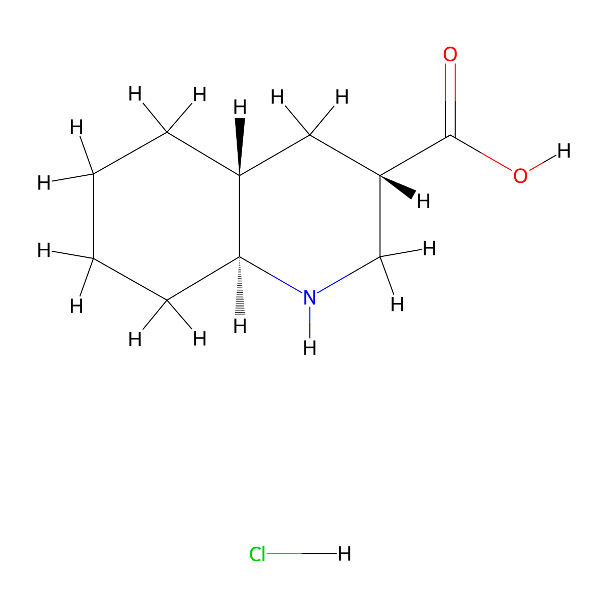 rac-(3R,4aS,8aR)-decahydroquinoline-3-carboxylicacidhydrochloride molecular structure, CAS 2470279-88-8