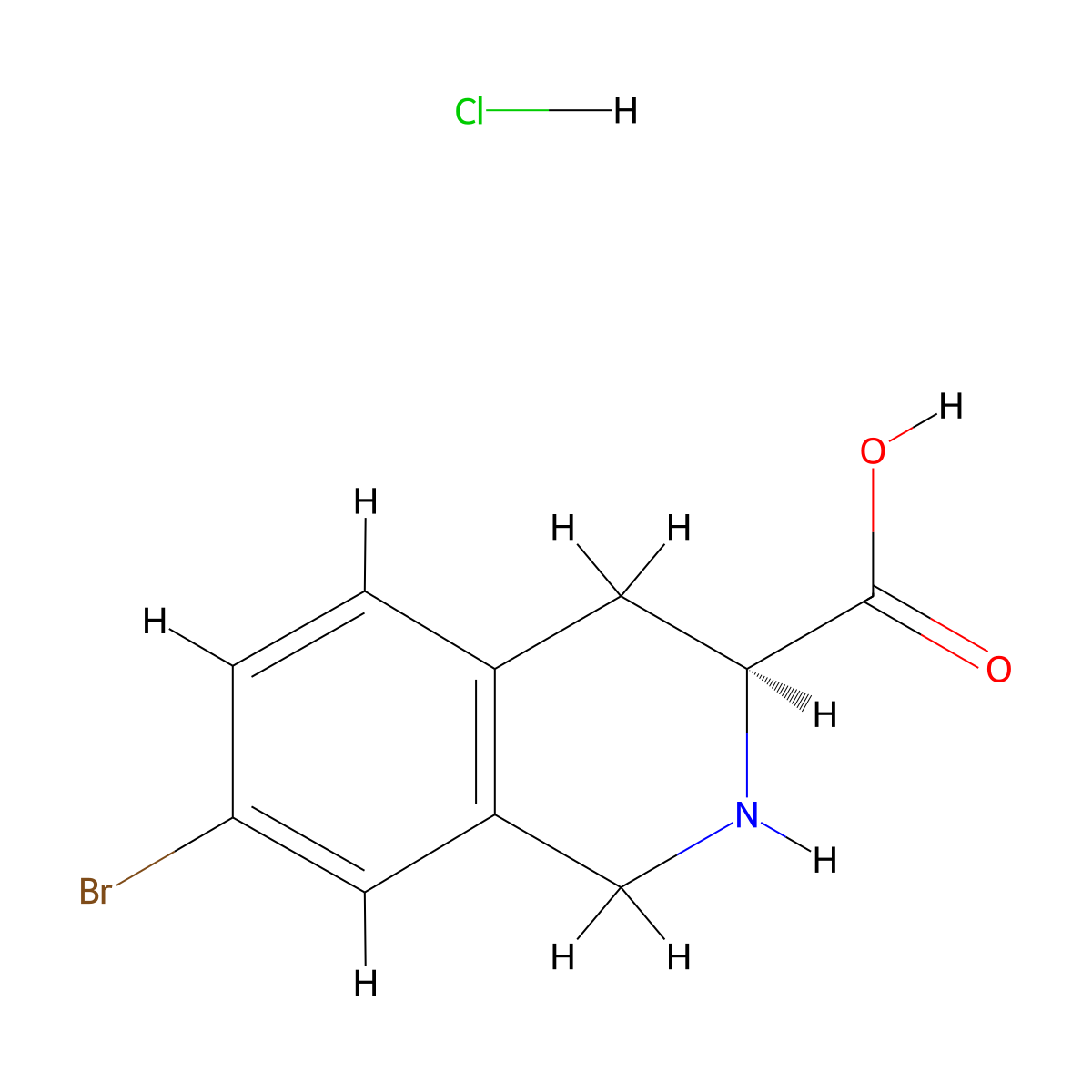 (3S)-7-bromo-1,2,3,4-tetrahydroisoquinoline-3-carboxylic acid hydrochloride molecular structure, CAS 2470279-89-9