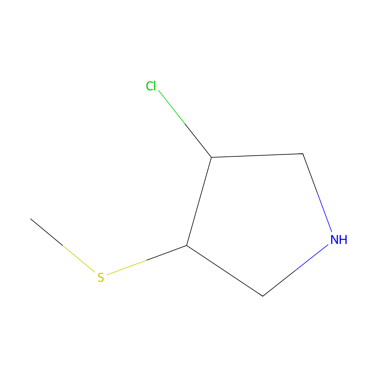 rac-(3R,4S)-3-chloro-4-(methylsulfanyl)pyrrolidine molecular structure, CAS 2470279-91-3
