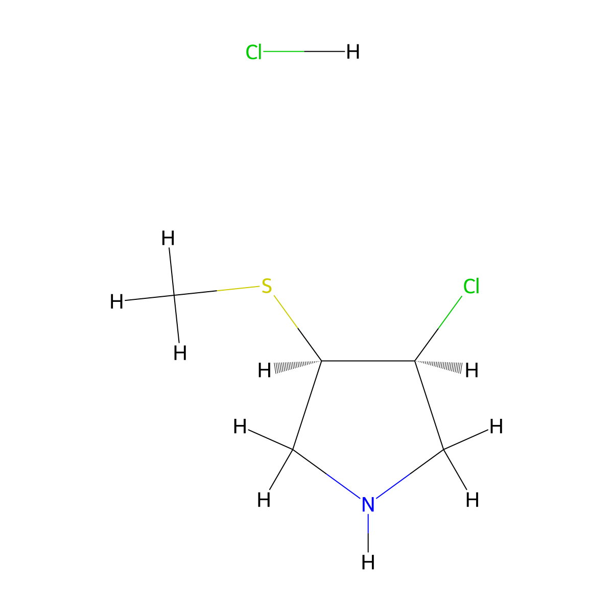 cis-3-Chloro-4-(methylthio)pyrrolidine hydrochloride molecular structure, CAS 2470279-92-4