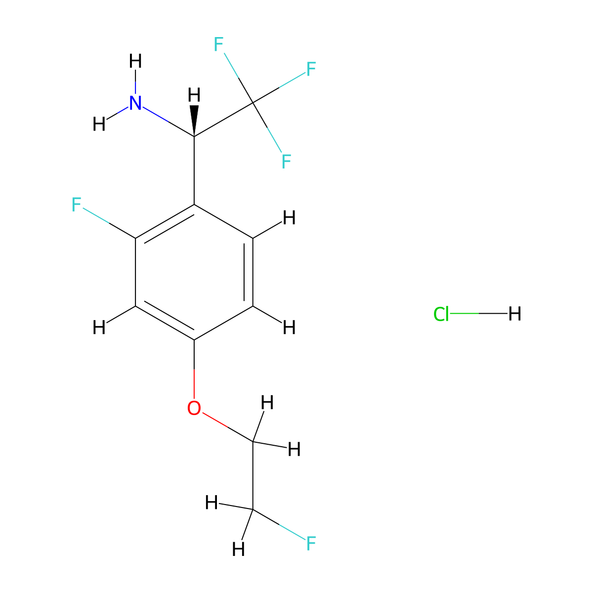 (1S)-2,2,2-trifluoro-1-[2-fluoro-4-(2-fluoroethoxy)phenyl]ethan-1-amine hydrochloride molecular structure, CAS 2470279-95-7