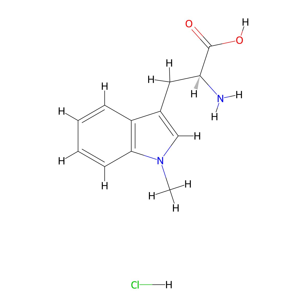 (2S)-2-amino-3-(1-methyl-1H-indol-3-yl)propanoic acid hydrochloride molecular structure, CAS 2470280-01-2