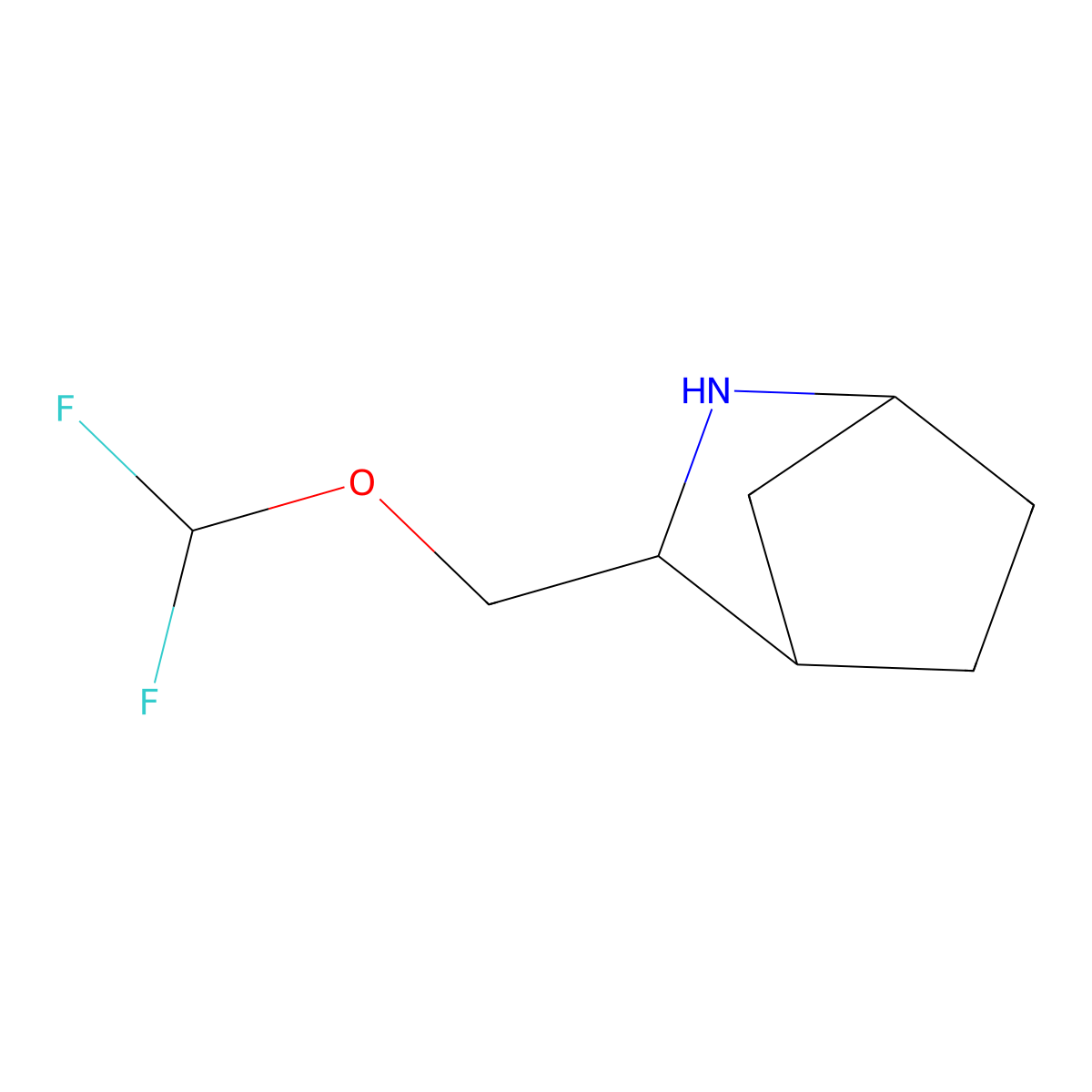 (1R,3S,4S)-3-[(difluoromethoxy)methyl]-2-azabicyclo[2.2.1]heptane molecular structure, CAS 2470280-11-4