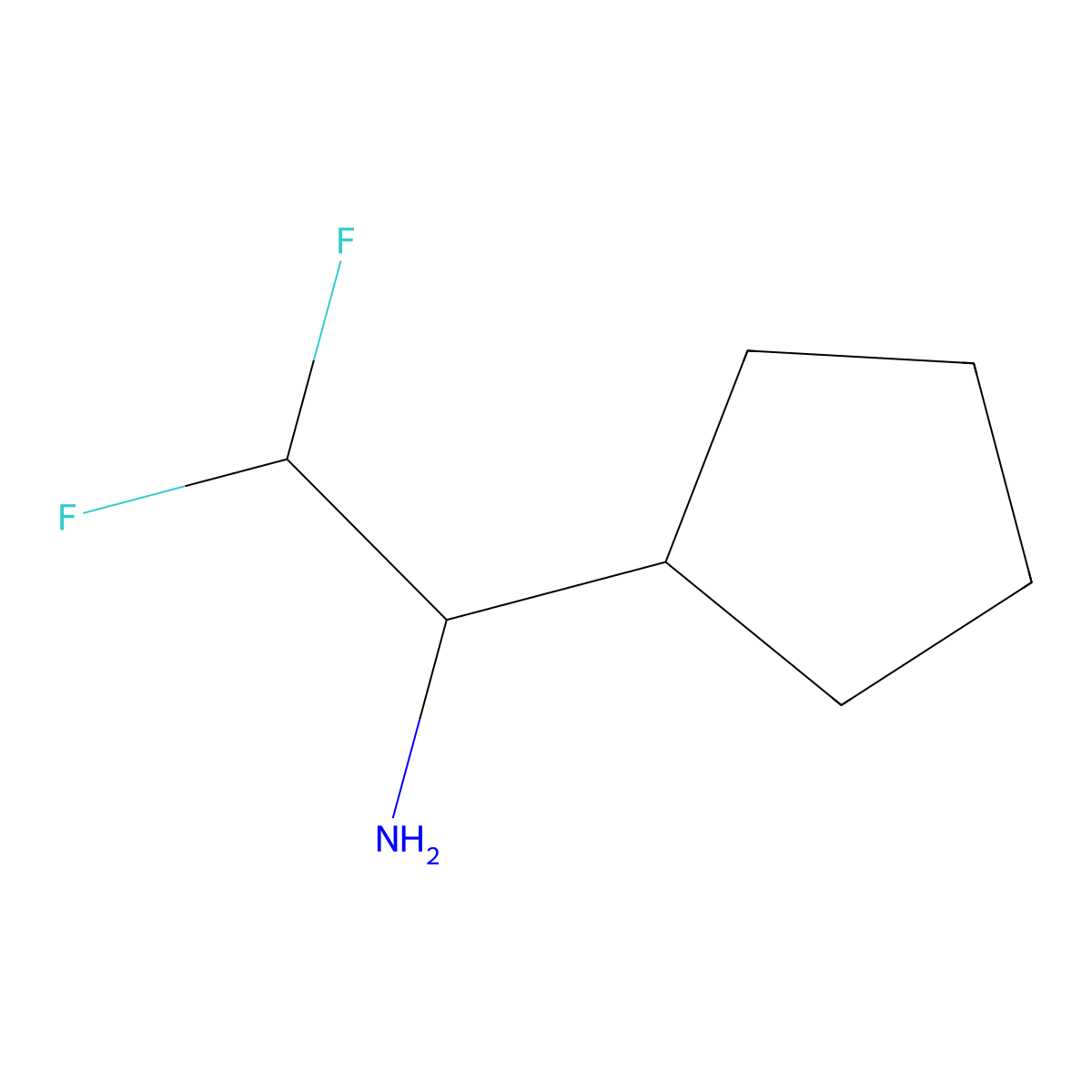 (1R)-1-cyclopentyl-2,2-difluoroethan-1-amine molecular structure, CAS 2470280-15-8