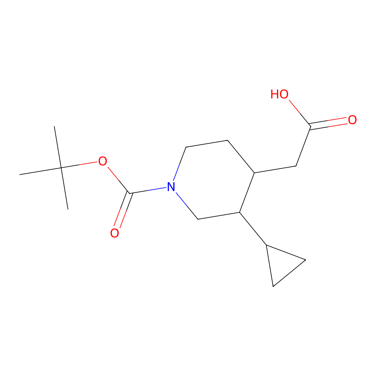 2-[(3R,4S)-1-[(tert-butoxy)carbonyl]-3-cyclopropylpiperidin-4-yl]acetic acid molecular structure, CAS 2470280-20-5