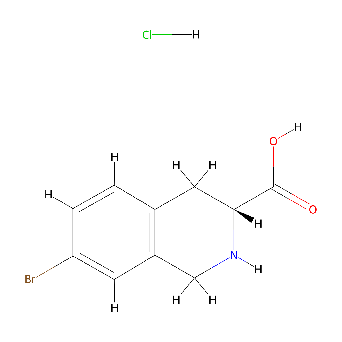 (3R)-7-bromo-1,2,3,4-tetrahydroisoquinoline-3-carboxylic acid hydrochloride molecular structure, CAS 2470280-42-1