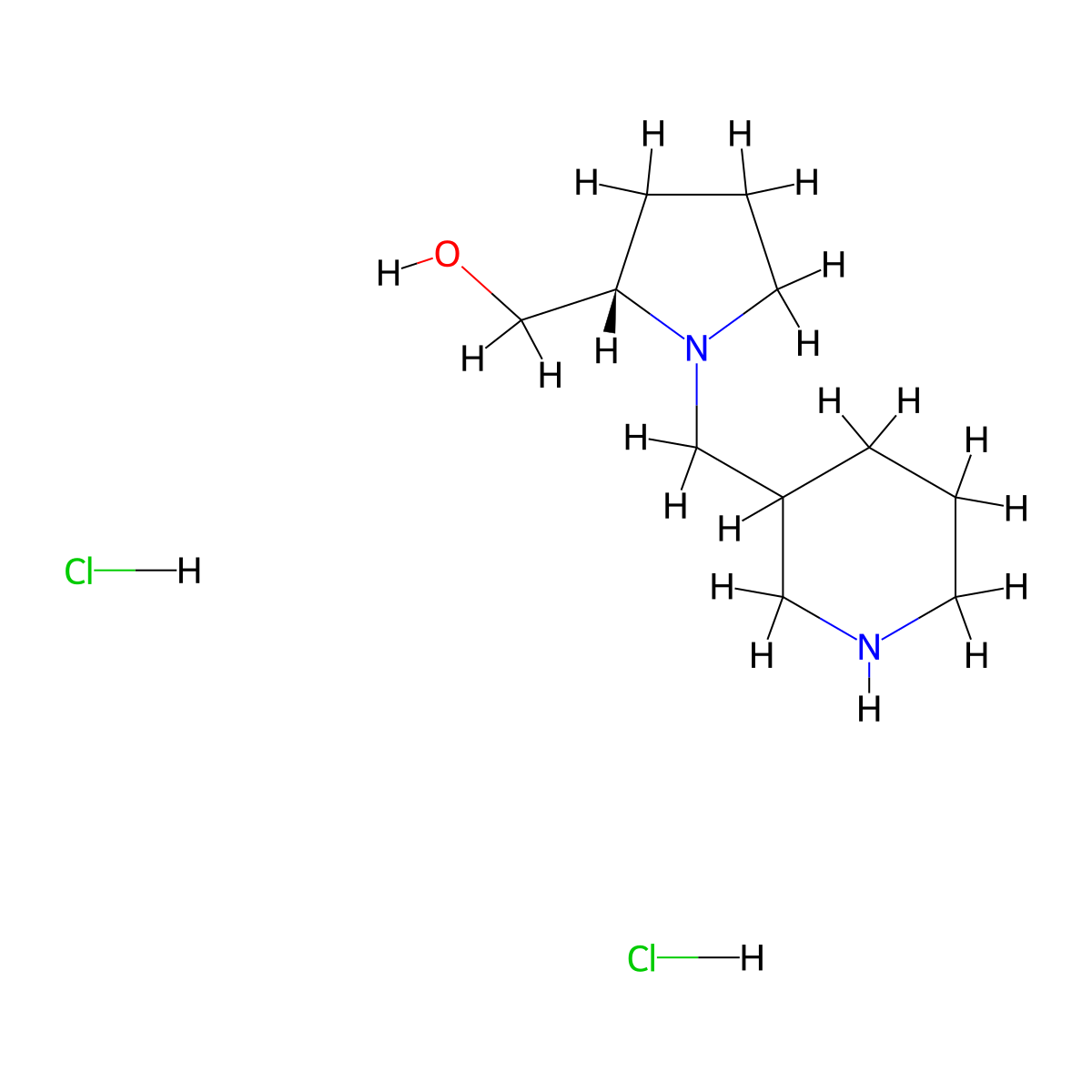 [(2S)-1-[(piperidin-3-yl)methyl]pyrrolidin-2-yl]methanol dihydrochloride molecular structure, CAS 2470384-81-5