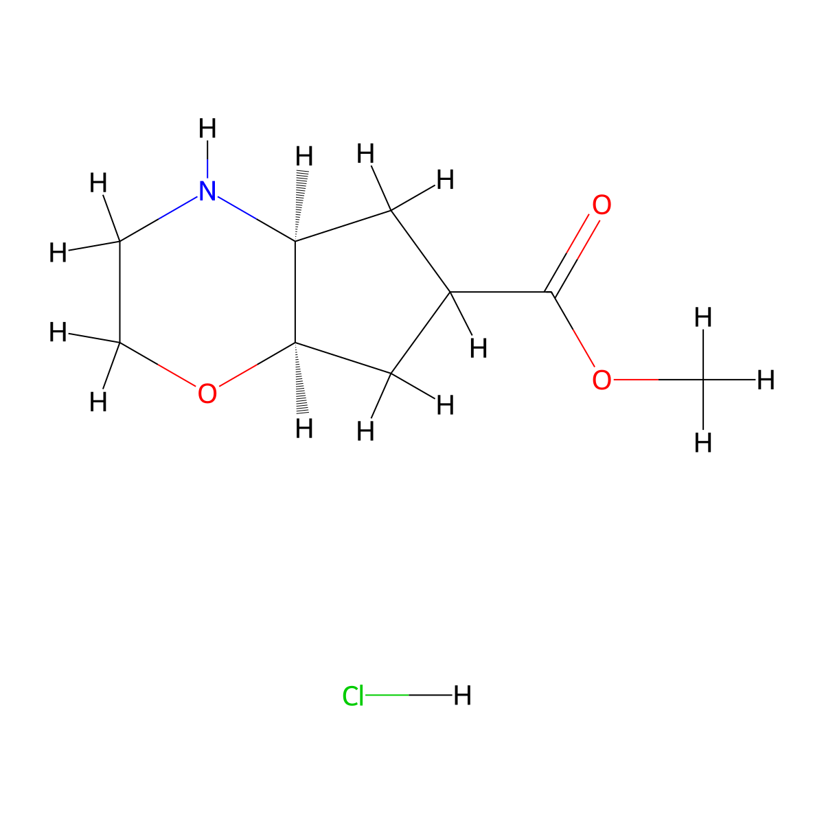 rac-methyl(4aR,7aS)-octahydrocyclopenta[b][1,4]oxazine-6-carboxylatehydrochloride molecular structure, CAS 2470384-85-9