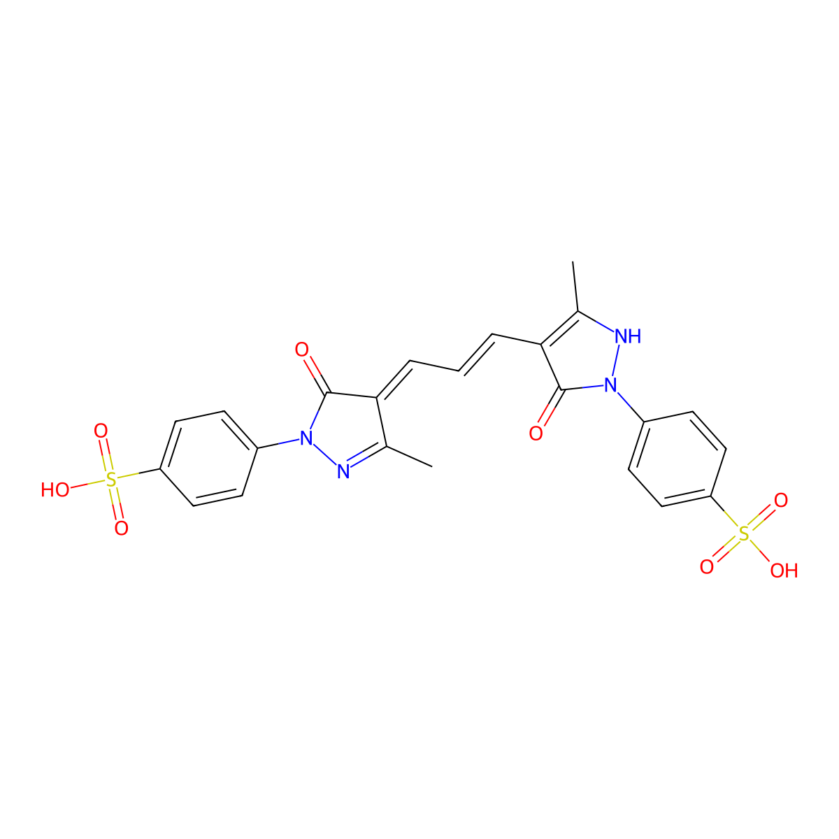 p-(4,5-Dihydro-4-(3-(5-hydroxy-3-methyl-1-(4-sulphophenyl)-1H-pyrazol-4-yl)allylidene)-3-methyl-5-oxo-1H-pyrazol-1-yl)benzenesulphonic acid molecular structure, CAS 24704-54-9