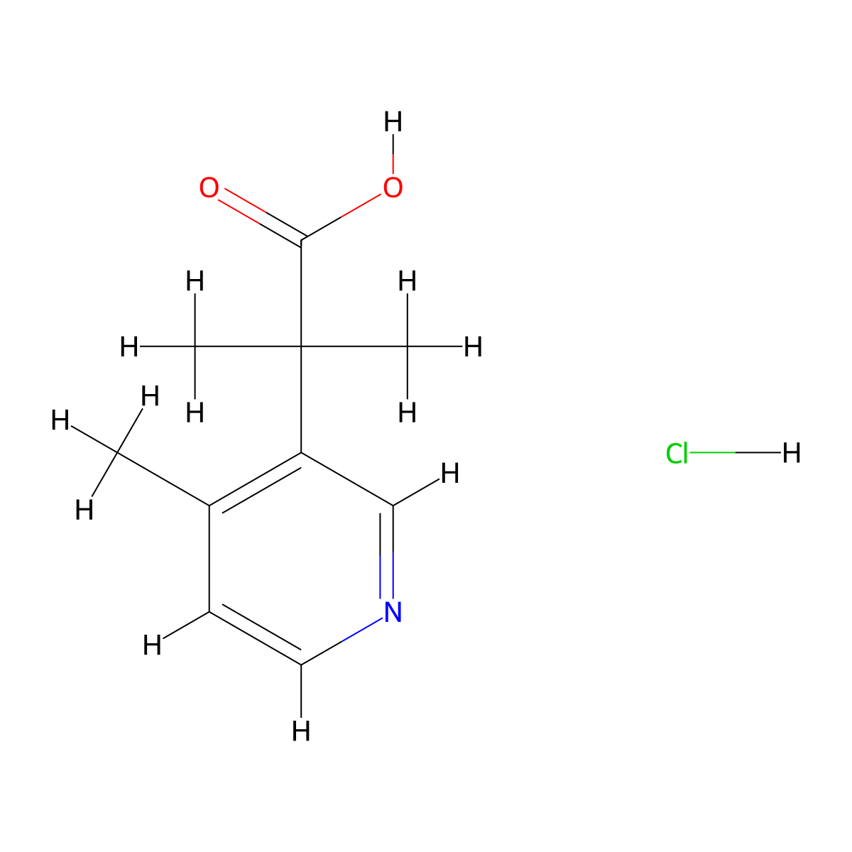 2-Methyl-2-(4-methylpyridin-3-yl)propanoic acid hydrochloride molecular structure, CAS 2470434-98-9