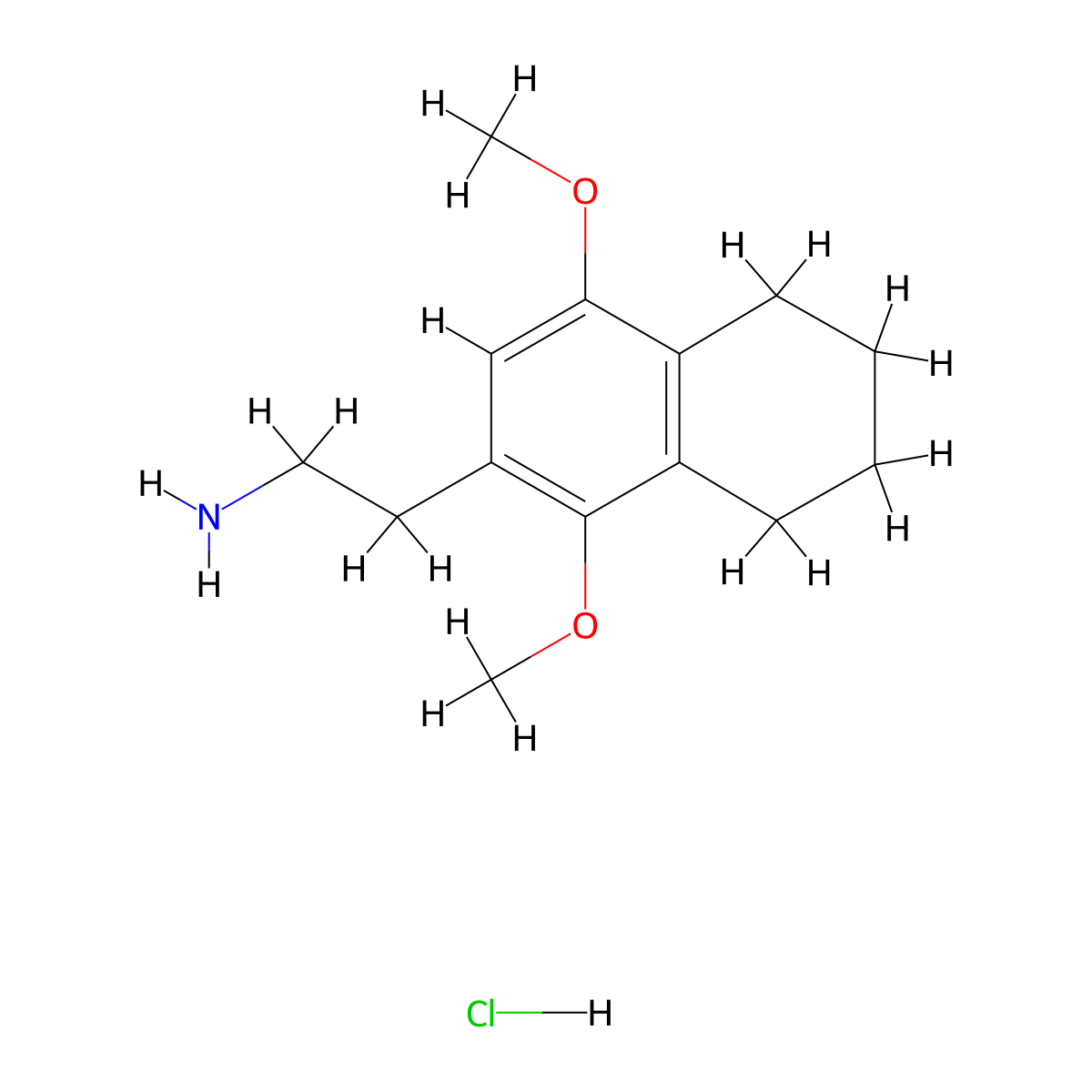 2-(1,4-Dimethoxy-5,6,7,8-tetrahydro-2-naphthalenyl)ethylamine hydrochloride molecular structure, CAS 2470435-00-6