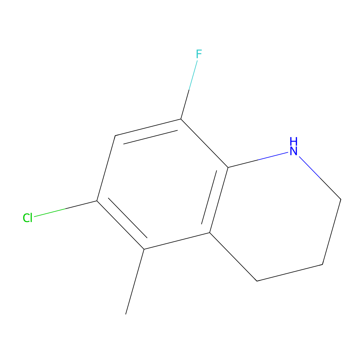 6-Chloro-8-fluoro-5-methyl-1,2,3,4-tetrahydroquinoline molecular structure, CAS 2470435-08-4
