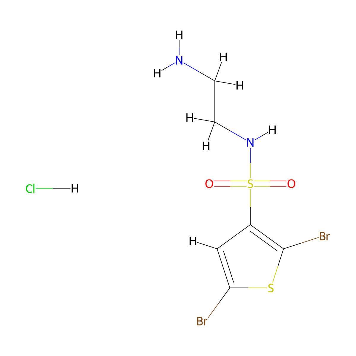 N-(2-aminoethyl)-2,5-dibromothiophene-3-sulfonamide hydrochloride molecular structure, CAS 2470435-13-1