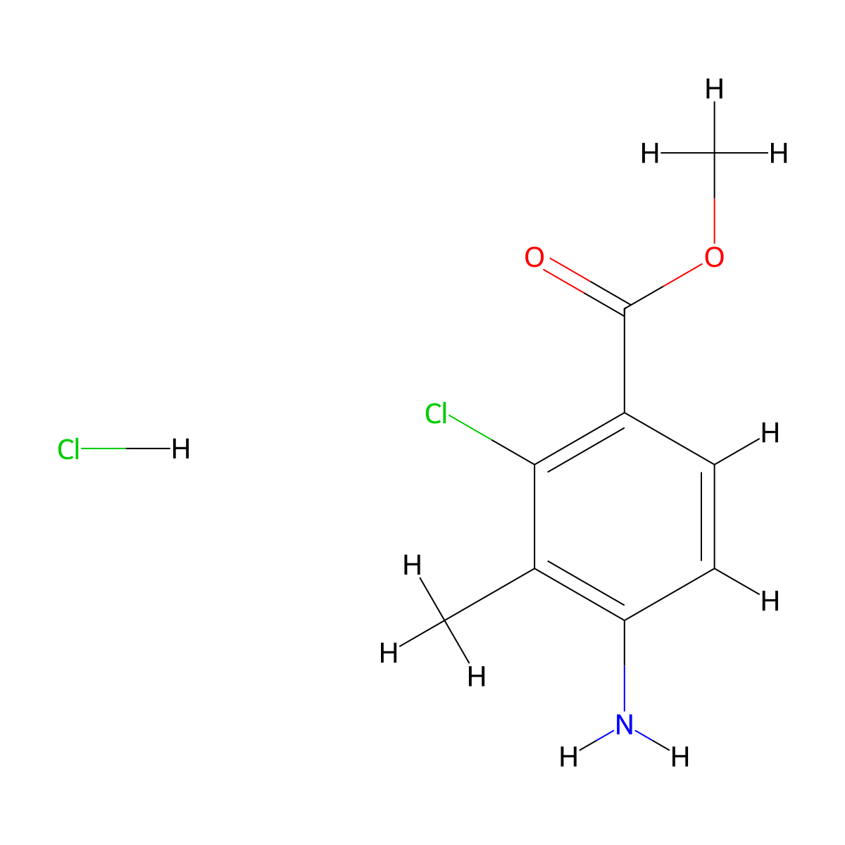 Methyl 4-amino-2-chloro-3-methylbenzoate hydrochloride molecular structure, CAS 2470435-14-2