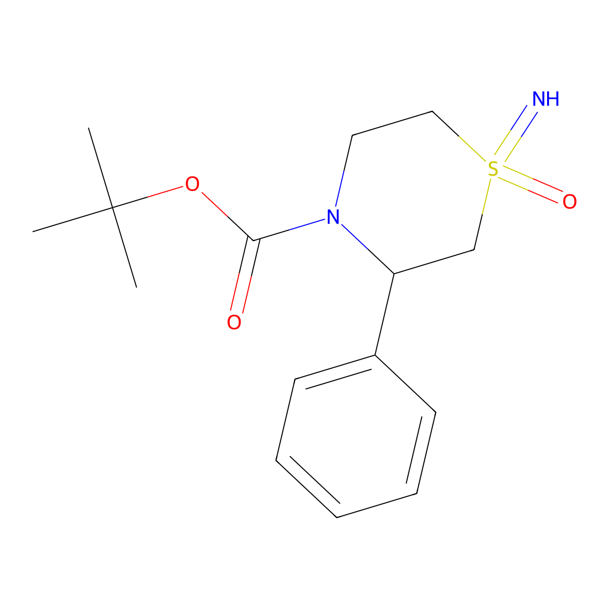 Tert-butyl 1-imino-1-oxo-3-phenyl-1lambda6-thiomorpholine-4-carboxylate molecular structure, CAS 2470435-15-3