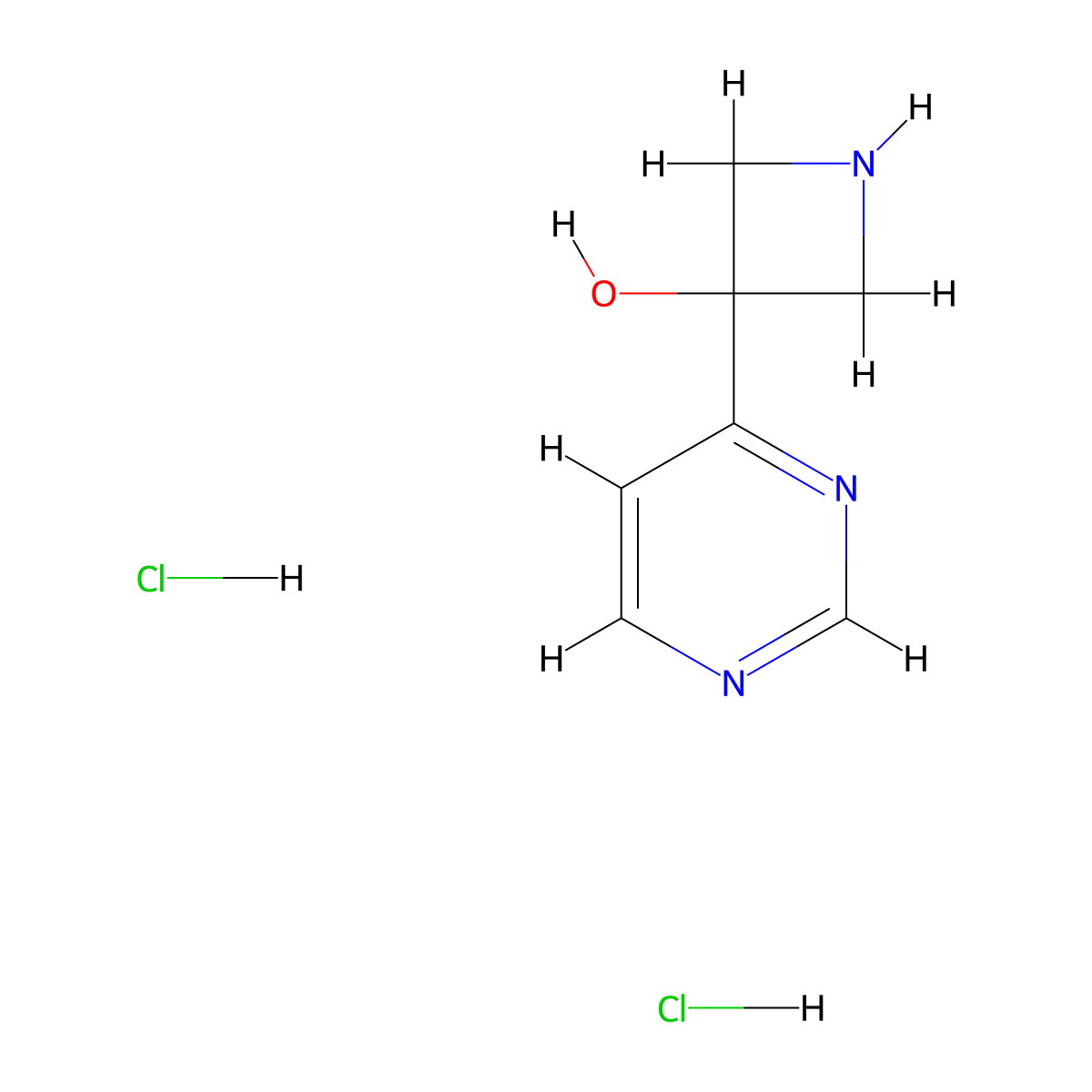 3-(Pyrimidin-4-yl)azetidin-3-ol dihydrochloride molecular structure, CAS 2470435-20-0
