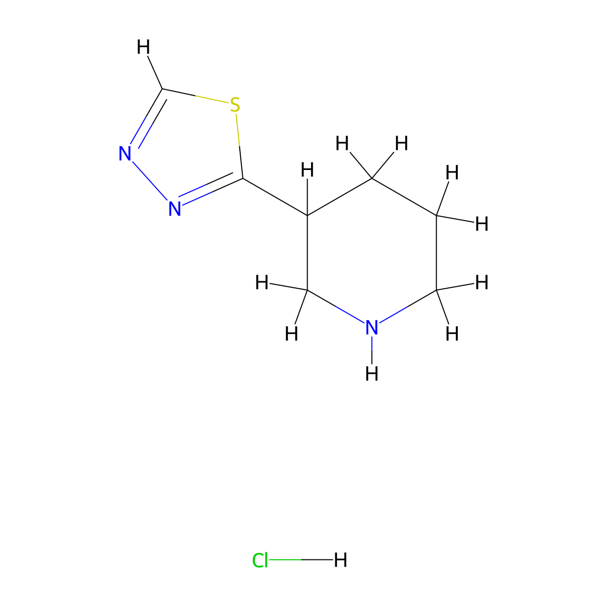 3-(1,3,4-Thiadiazol-2-yl)piperidinehydrochloride molecular structure, CAS 2470435-27-7