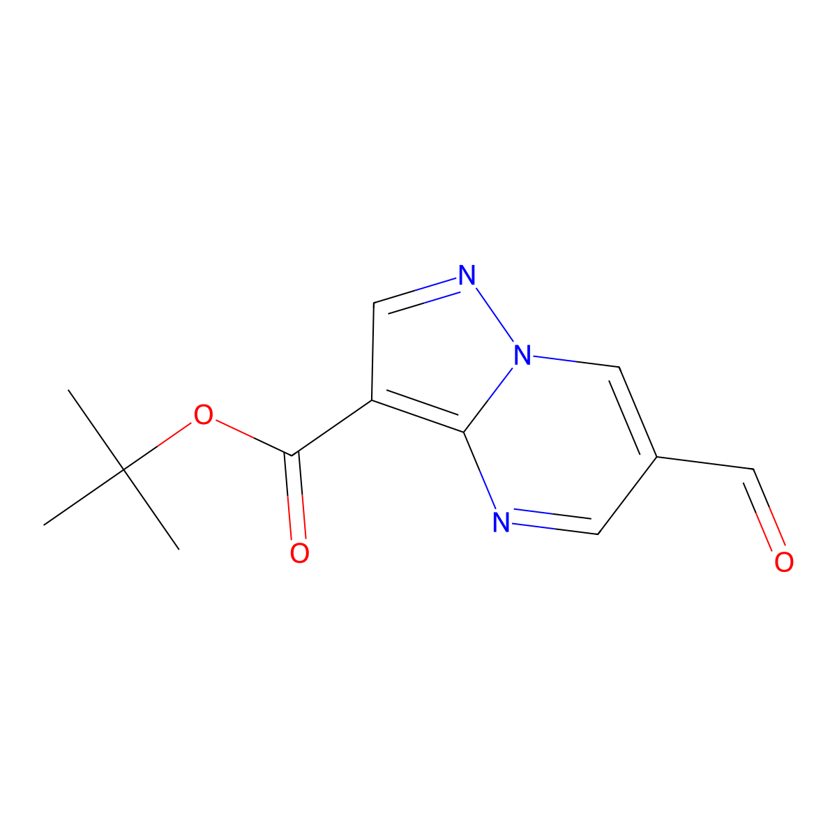 Tert-butyl 6-formylpyrazolo[1,5-a]pyrimidine-3-carboxylate molecular structure, CAS 2470435-28-8