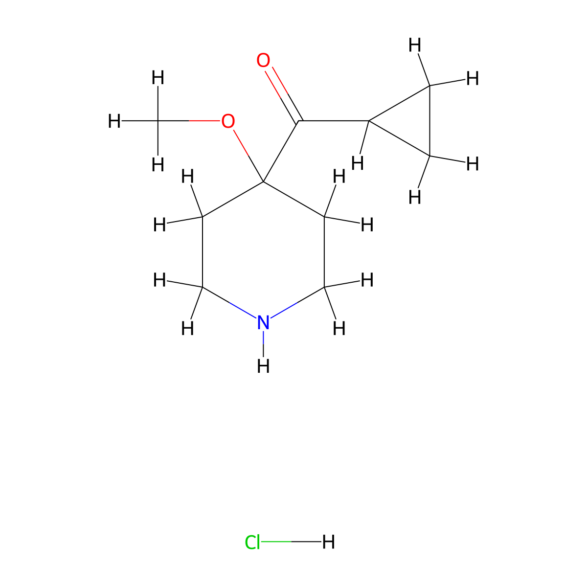 4-Cyclopropanecarbonyl-4-methoxypiperidinehydrochloride molecular structure, CAS 2470435-33-5