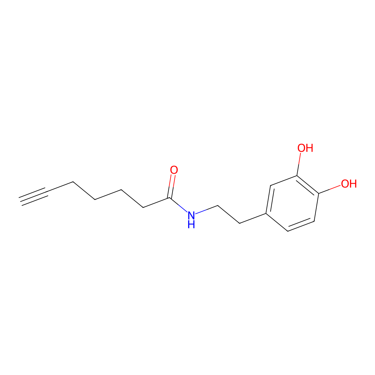 N-[2-(3,4-dihydroxyphenyl)ethyl]hept-6-ynamide molecular structure, CAS 2470435-38-0