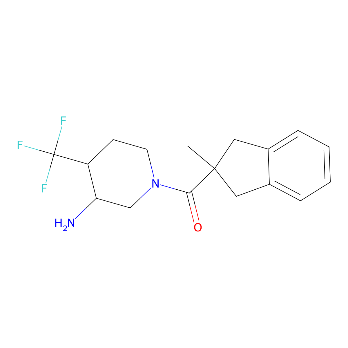 1-(2-methyl-2,3-dihydro-1H-indene-2-carbonyl)-4-(trifluoromethyl)piperidin-3-amine molecular structure, CAS 2470435-41-5