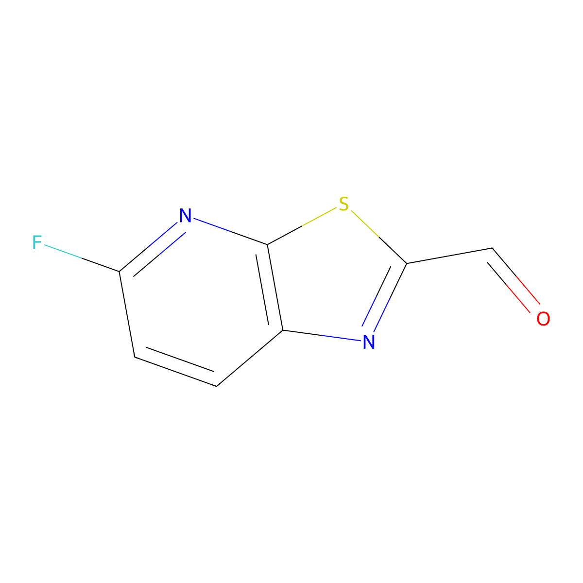 5-Fluoro-[1,3]thiazolo[5,4-b]pyridine-2-carbaldehyde molecular structure, CAS 2470435-43-7