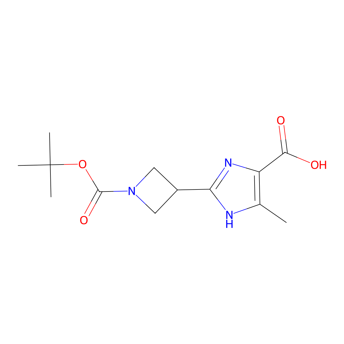 2-{1-[(tert-butoxy)carbonyl]azetidin-3-yl}-4-methyl-1H-imidazole-5-carboxylic acid molecular structure, CAS 2470435-49-3