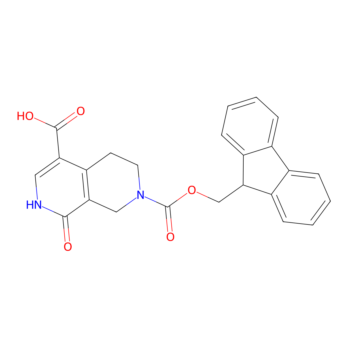 7-(((9H-fluoren-9-yl)methoxy)carbonyl)-1-hydroxy-5,6,7,8-tetrahydro-2,7-naphthyridine-4-carboxylic acid molecular structure, CAS 2470435-58-4