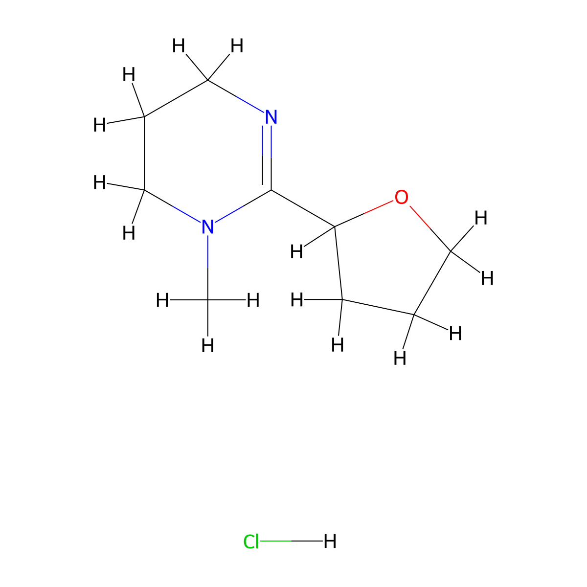 1-Methyl-2-(oxolan-2-yl)-1,4,5,6-tetrahydropyrimidine hydrochloride molecular structure, CAS 2470435-60-8