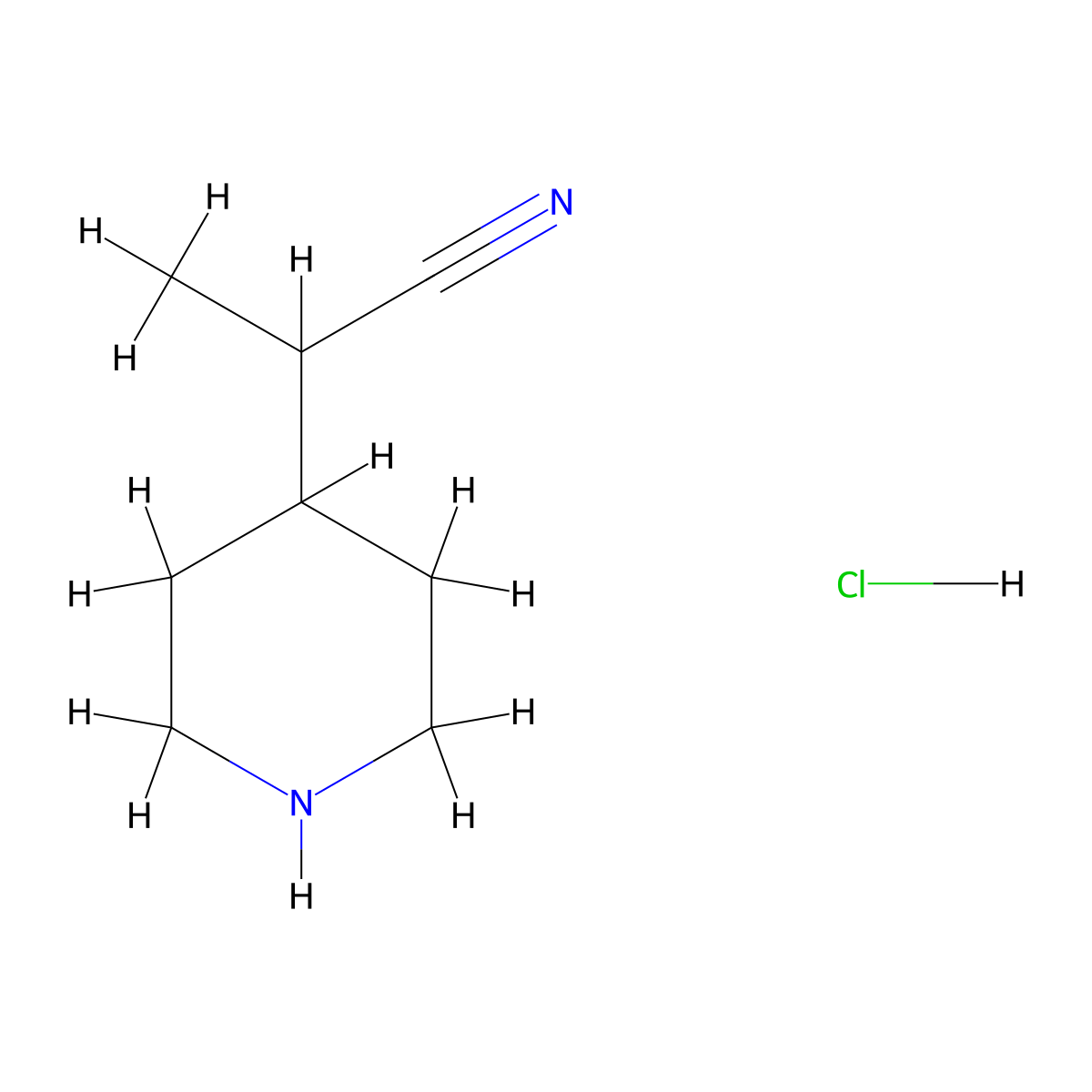 2-(Piperidin-4-yl)propanenitrile hydrochloride molecular structure, CAS 2470435-73-3