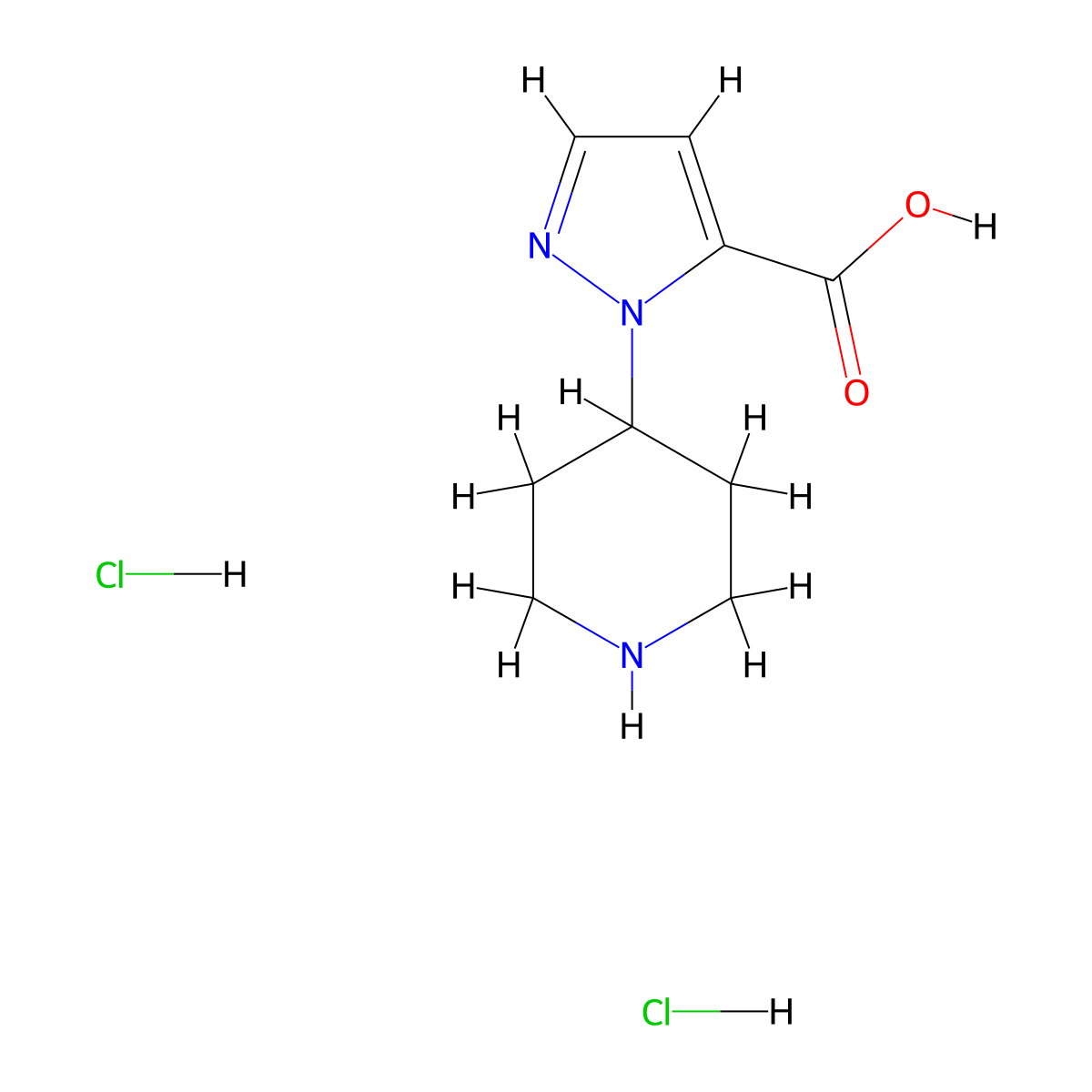 2-Piperidin-4-ylpyrazole-3-carboxylic acid;dihydrochloride molecular structure, CAS 2470435-75-5