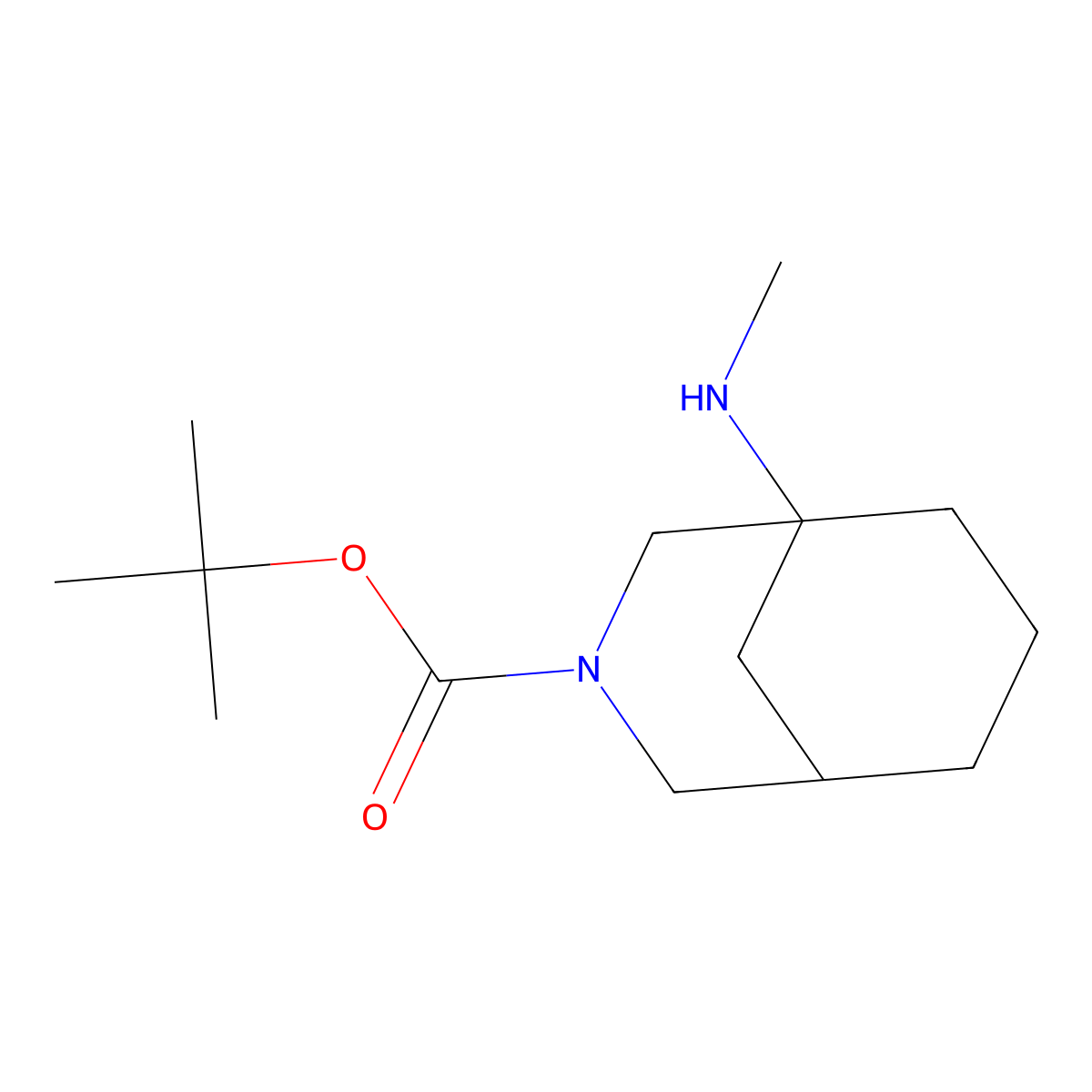 Tert-butyl 1-(methylamino)-3-azabicyclo[3.3.1]nonane-3-carboxylate molecular structure, CAS 2470435-76-6